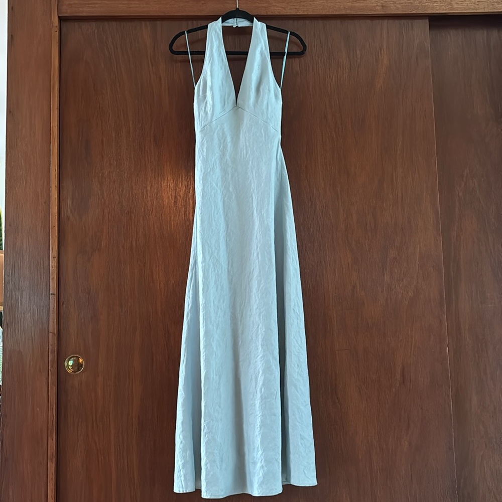 Reformation Delilah Linen Dress in light blue